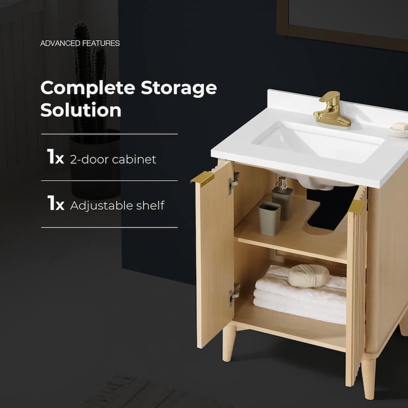 Gabi Bathroom Vanity with White Engineered Stone Top