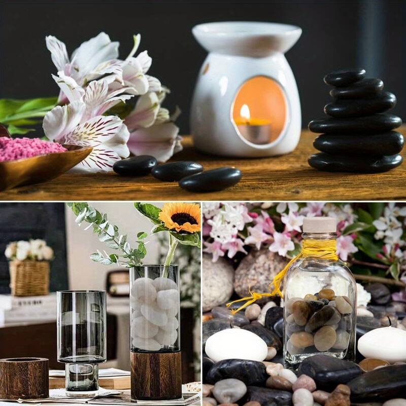 Anmytek Polished Black River Rocks, Smooth Glossy Pebbles for Vases, Candle Holders, Potted Plants, Garden Pathways