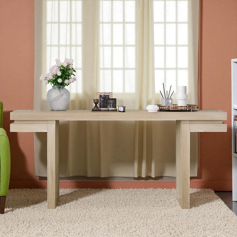 66" Extra Wide Console Table with Real Wood Veneer, Minimalist Entryway and Hallway Accent Sofa Table
