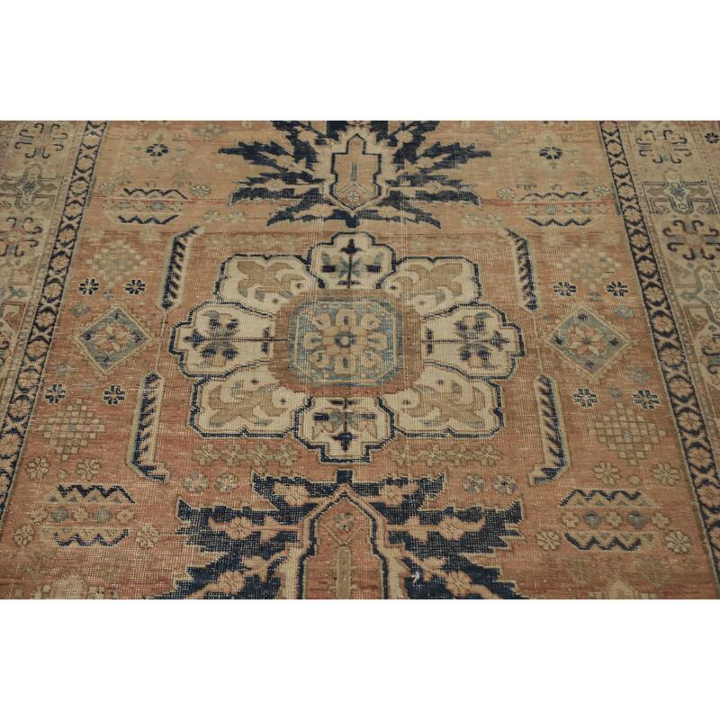 Hand Knotted Oriental 100% Wool Carpet Traditional Geometric Oranges & Rust Heriz Area Rug - 5' 9'' X 4' 2''
