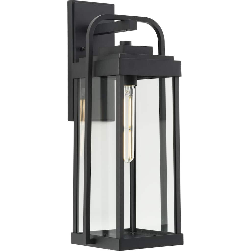 Walcott One-Light Textured Black Modern Farmhouse Outdoor Large Wall Lantern - 8.25 in x 8.25 in x 20 in
