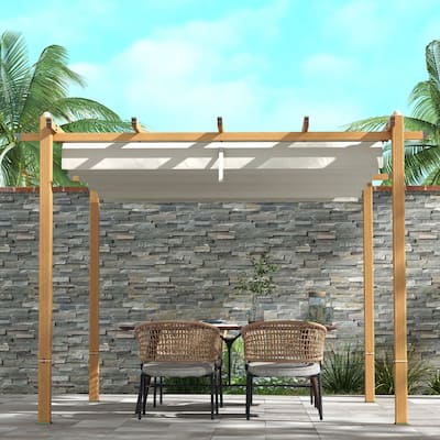 Retractable Pergola Awning with Aluminum Frame and PA-Coated Polyester Canopy for Sun and Shade