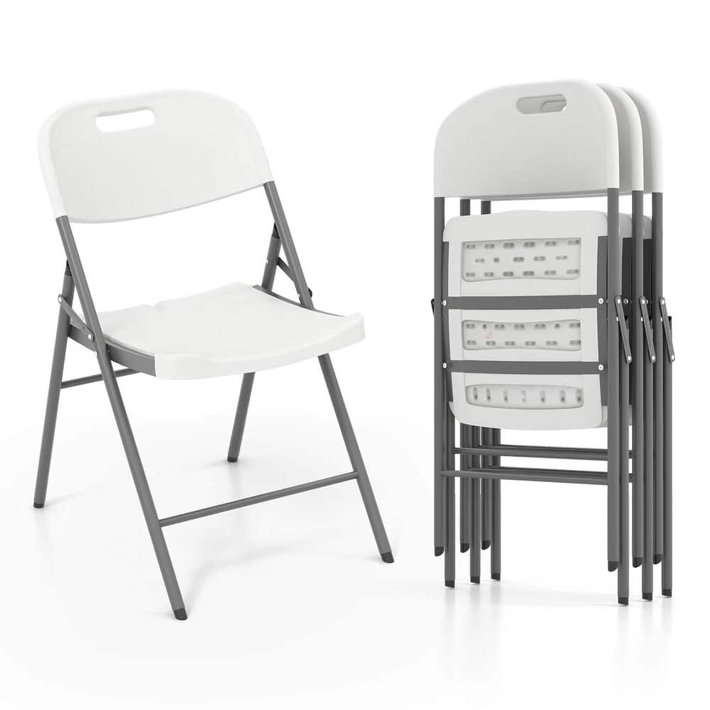 Costway Folding Chairs Set of 4/8/12 HDPE Plastic Chairs with Metal
