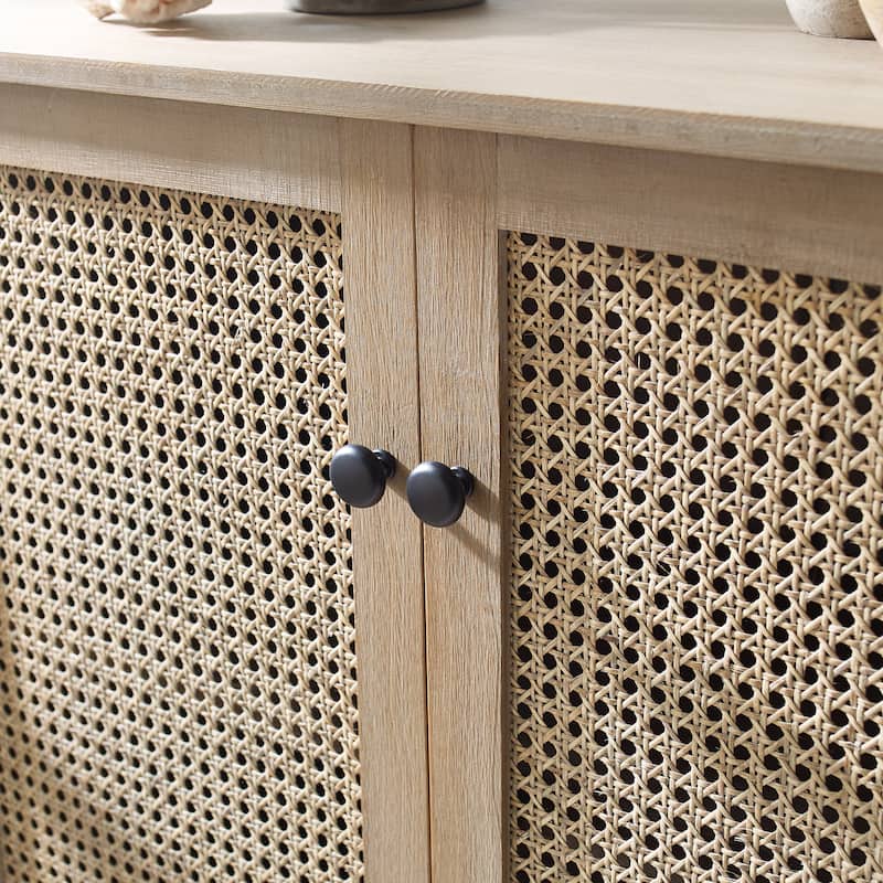 Art Leon Woven Rattan Wicker Accent Cabinet