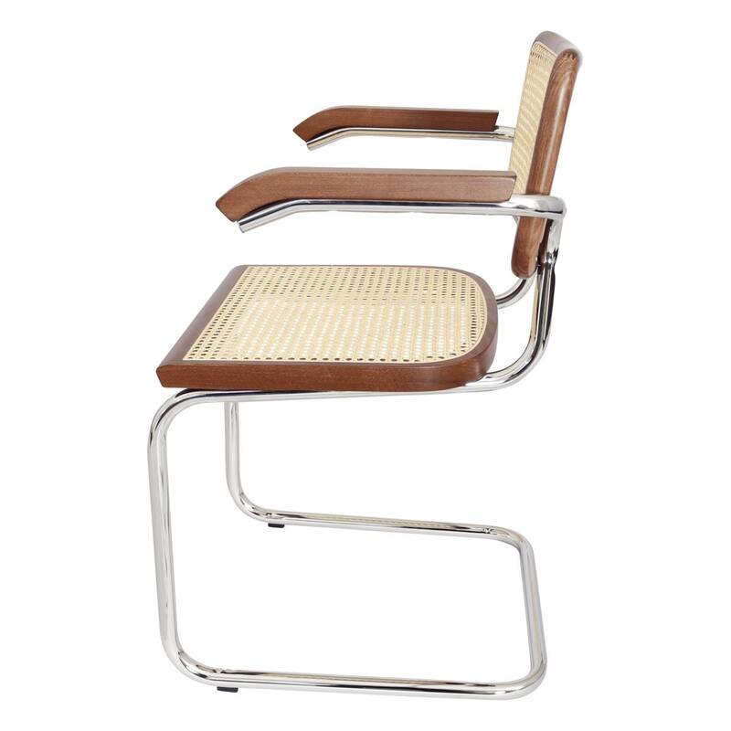 Breuer Chair Company Marcel Breuer Cesca Cane Cantilever Armchair Arm Chair w/ Chrome Steel Frame (Various Wood & Cane Colors)