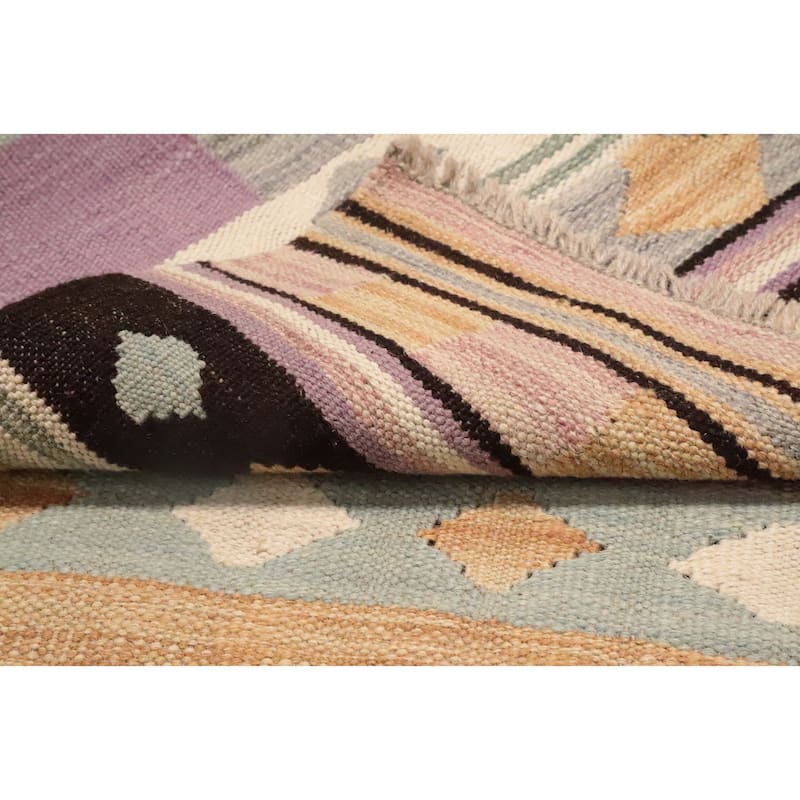 Hand Woven Oriental 100% Wool Carpet Southwestern Tribal Multi-Colored Kilim Area Rug - 4' 9'' X 2' 10''