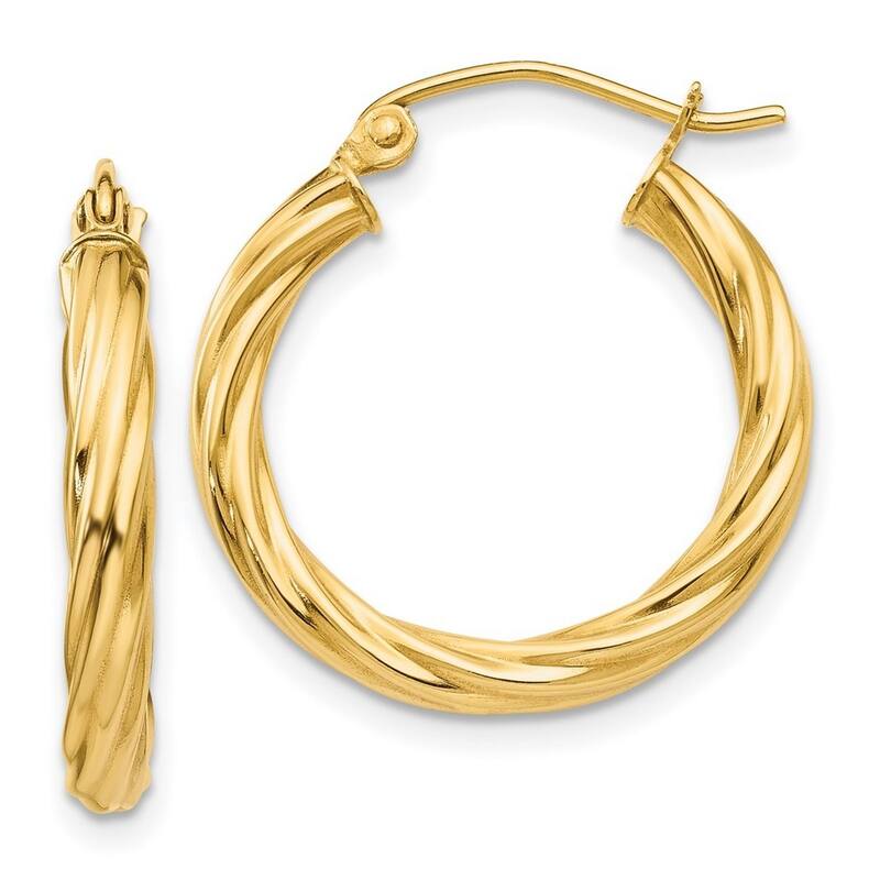 Curata 14k Yellow Gold Polished 20x3.25mm Twisted Hoop Earring