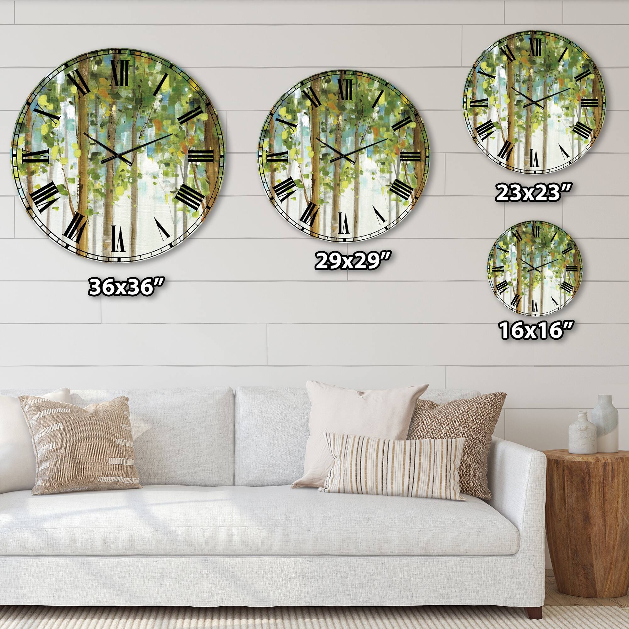 Designart 'Green Forest Study' Modern Farmhouse Large Wall CLock Bed