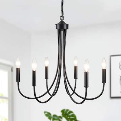 6-Light Candlestick Hanging Linear Chandelier Lighting for Kitchen Island