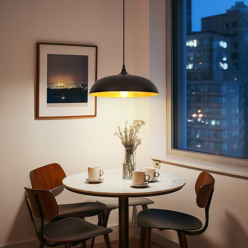 Farmhouse Pendant Light Fixture, 1-Light Industrial Hanging Light with Metal Dome Shade