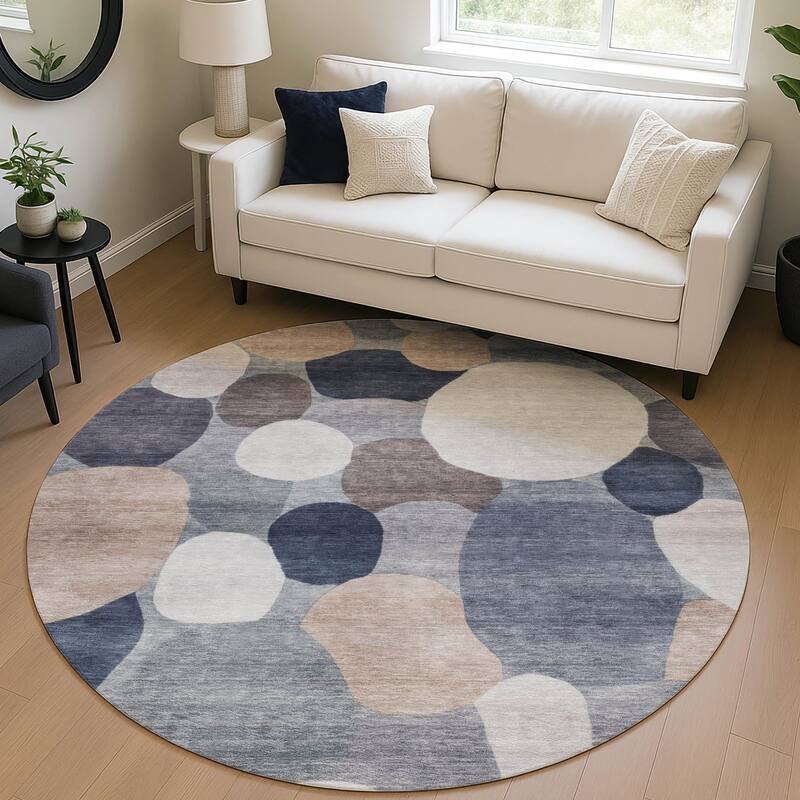 Machine Washable Indoor/ Outdoor Modern Circy Chantille Rug