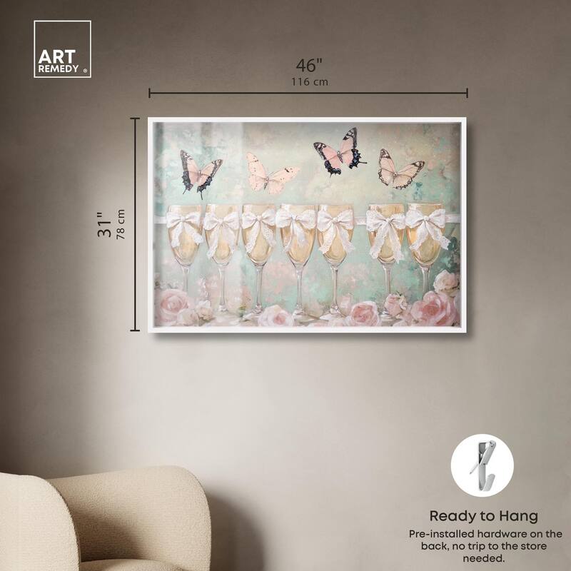Champagne Mint and Pink Glass Shadowbox by Art Remedy