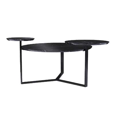 43" Black Solid Manufactured Wood And Metal Free Form Coffee Table - 20.25" H x 43" W x 33" D