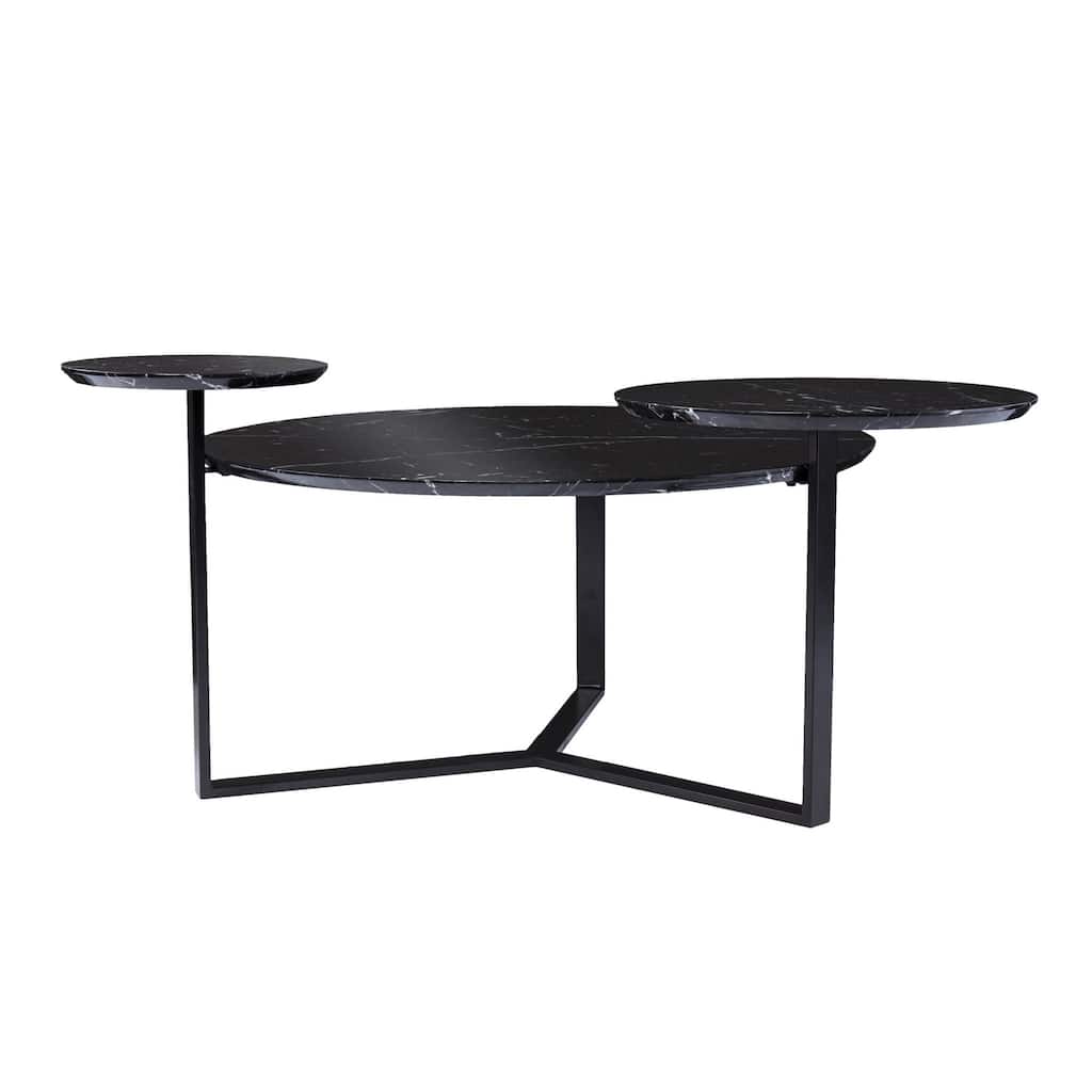 43" Black Solid Manufactured Wood And Metal Free Form Coffee Table - 20.25" H x 43" W x 33" D