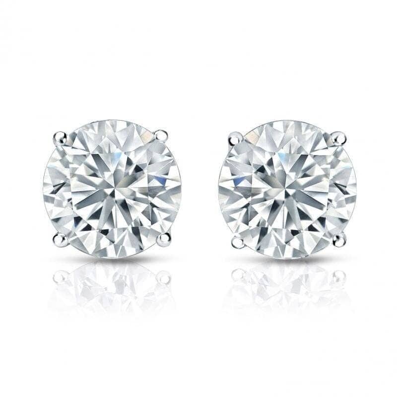 Auriya 18k Gold Round Diamond Stud Earrings 3 1/4ctw Certified