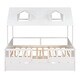 preview thumbnail 8 of 18, Full Size House Bed with Trundle, Wood Kids Full Bed with Roof and Guardrails, Playhouse Beds Frame Full for Kids