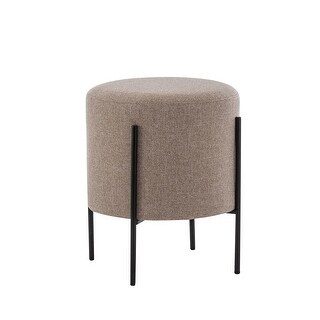 Modern Round Ottoman Footstool with Metal Base Legs, 16-Inch Wide ...