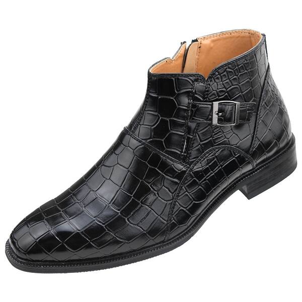 Amali Mens Exotic Crocodile Print Demi Ankle Boot With Inside Zipper Black Overstock 26034688