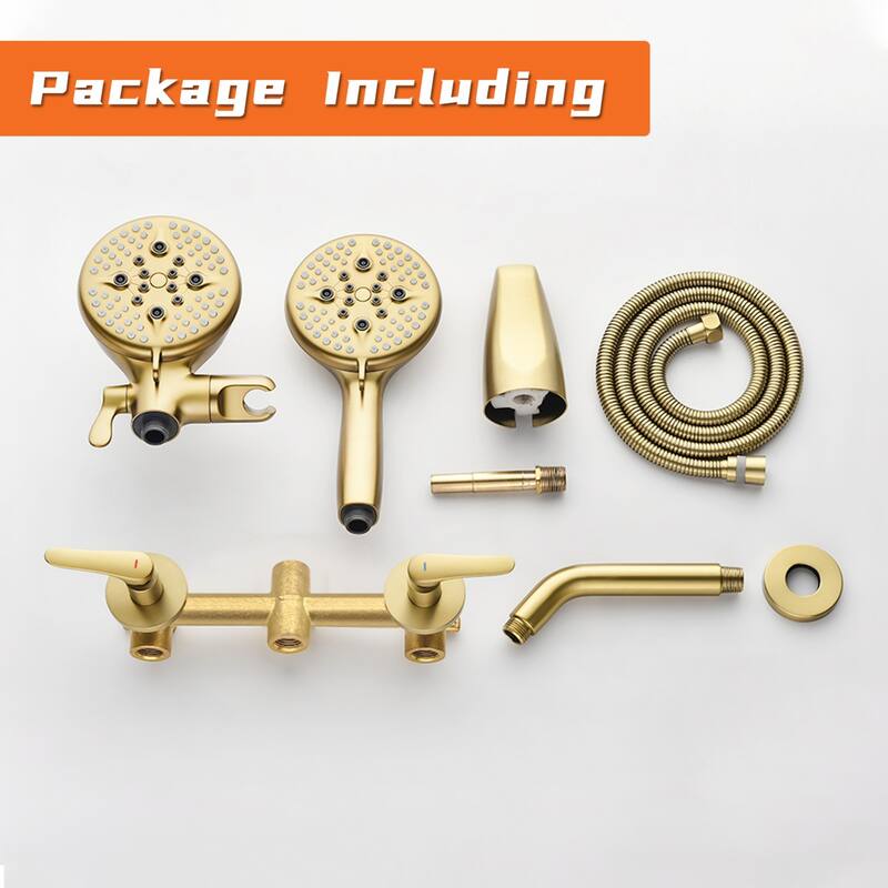 Modland 2-Handle Tub and Shower Faucet Set Dual Head 5-Setting Brass Valve Kit with Lift-Rod Spout