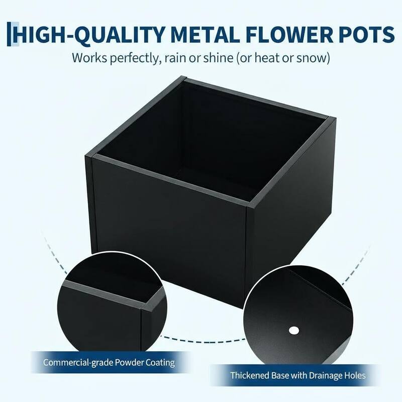 Metal Planter Box for Outdoor Plants, with Drainage Holes