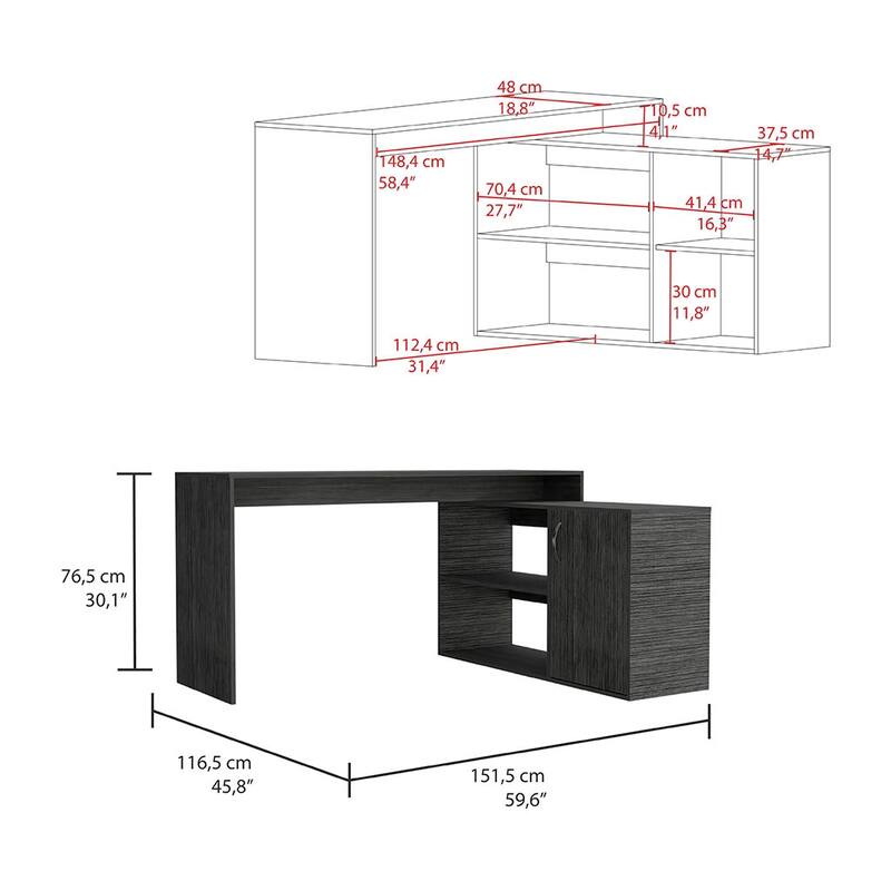 Modern L-Shaped Computer Desk with Open & Closed Storage Computer Table for Living Room Bedroom