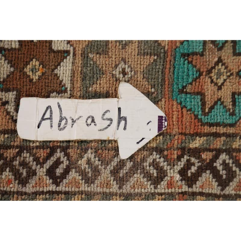 Geometric Shiraz Vintage Persian Area Rug Handmade Wool Carpet - 6'3" x 9'3"