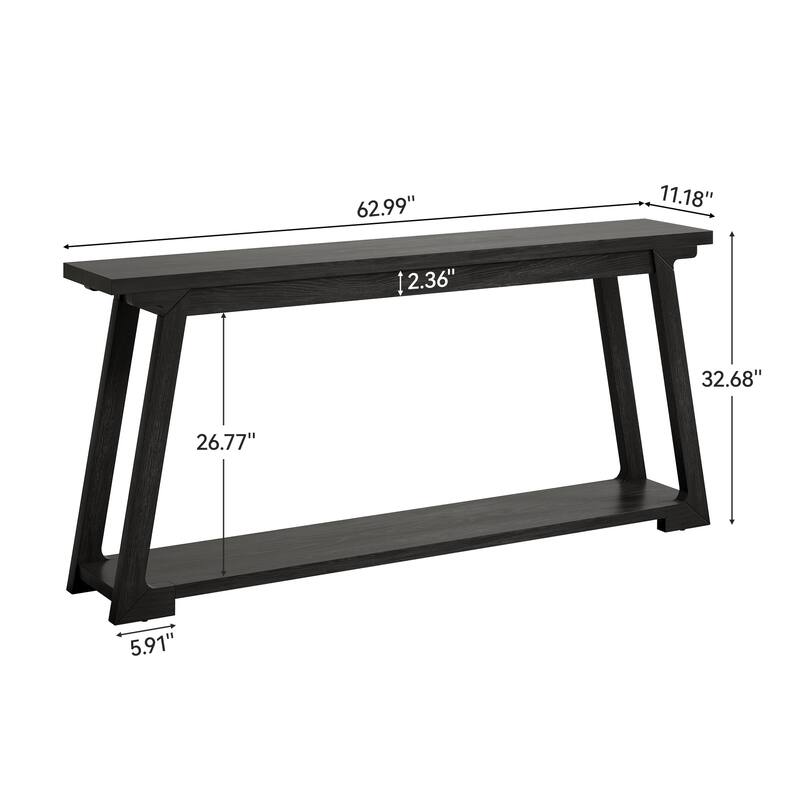 63-Inch Long Solid Wood Console Table For Living Room