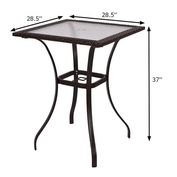 Patio Table Outdoor Square Table Glass Top for Yard Garden Pool Bed