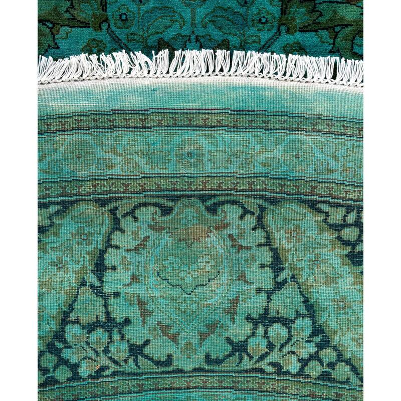 Overdyed One-of-a-Kind Hand-Knotted Area Rug - Green - 9' 1" x 9' 1"