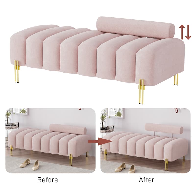 Ouyessir 52.2" Modern Channel Tufted Window Bench with Adjustable Back