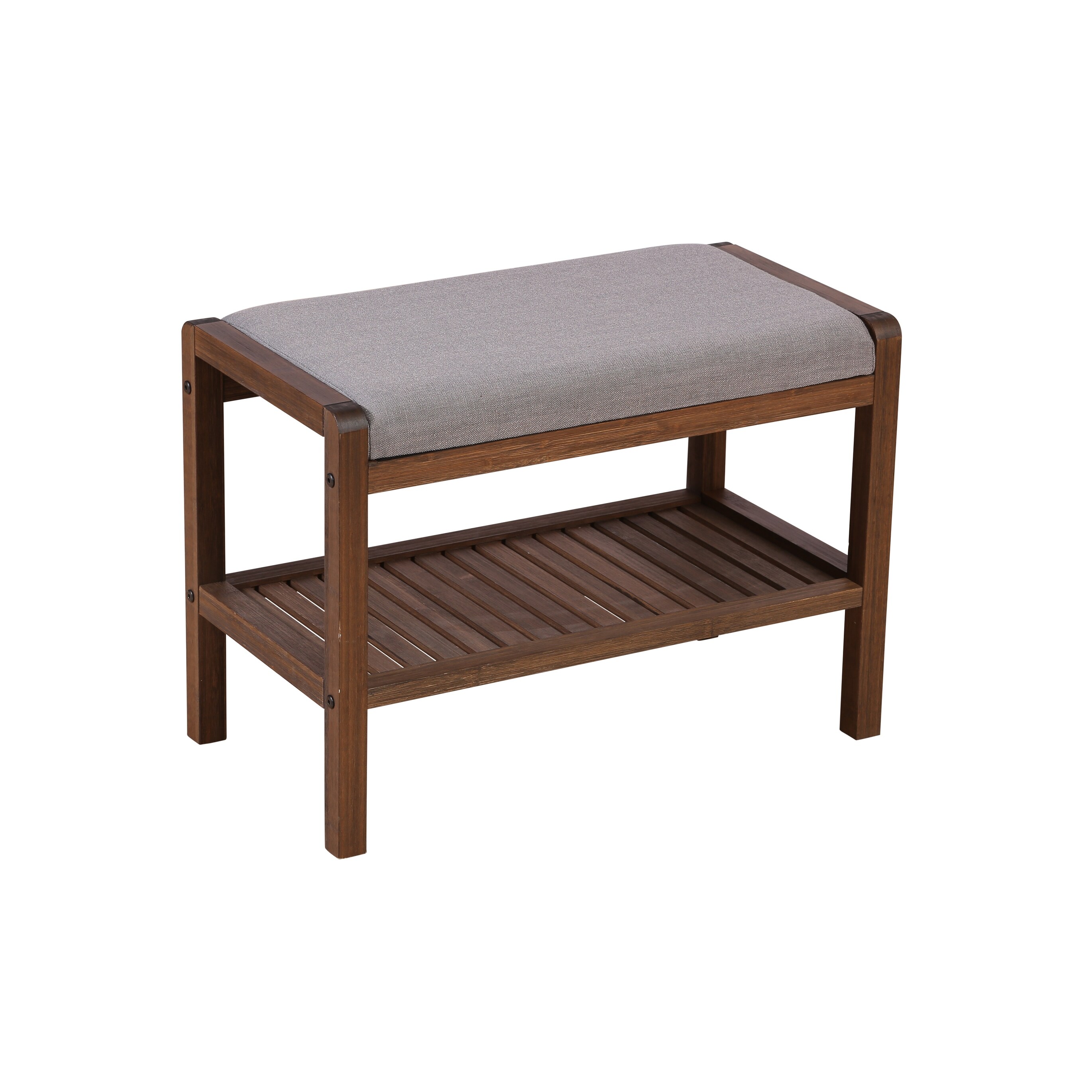 Ecostyle Solid Bamboo Padded Bench with Slatted Shelf On Sale