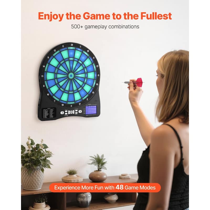 Electronic Dartboard for Home and Office with 48 Game Modes 13.5 Inch Target Area LED Score Display - 17.72 x 15.63 x 1 inch