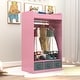 preview thumbnail 2 of 2, Kids Costume Organizer Costume Rack, Kids Armoire, Square Open Hanging Armoire Closet with Mirror