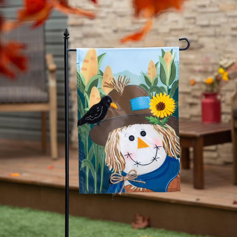 Scarecrow and Friend Applique Garden Flags