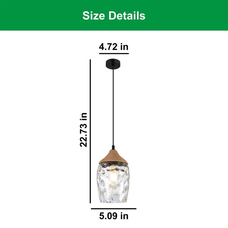 5.9” Pendant chandelier clear hanging lamp glass light fixtures - N/A