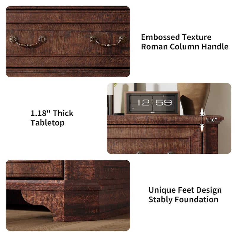 Vintage 5 Drawers Dresser, Bedroom Storage Cabinet, Dressers Organizer