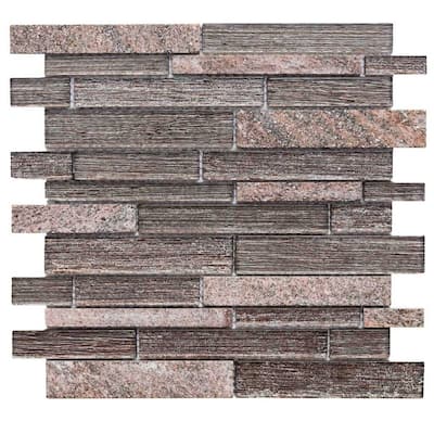 The Tile Life Cosmos Brick 1x3 Brown Metal Look Glass Mosaic Backsplash Wall Tile
