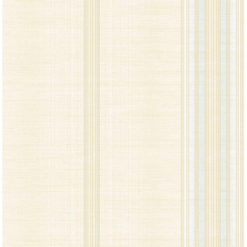 Seabrook Designs Vesper Stripe Unpasted Wallpaper - 20.5 in W x 33 ft. L - Metallic Parchment & Mint