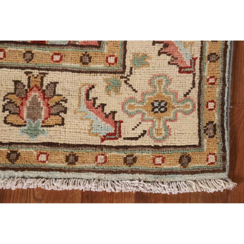 Light Blue Kazak Accent Rug Handmade Oriental Wool Carpet - 3'4"x 4'10"