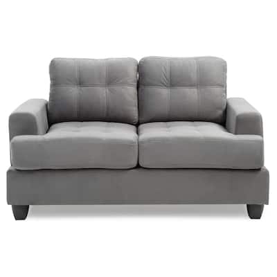 Flared Arm Microfiber Tufted Straight Sofa - 58" - Gray