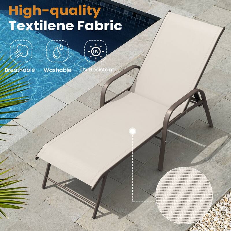 VredHom Outdoor Aluminum Adjustable Patio Chaise Lounge Chairs