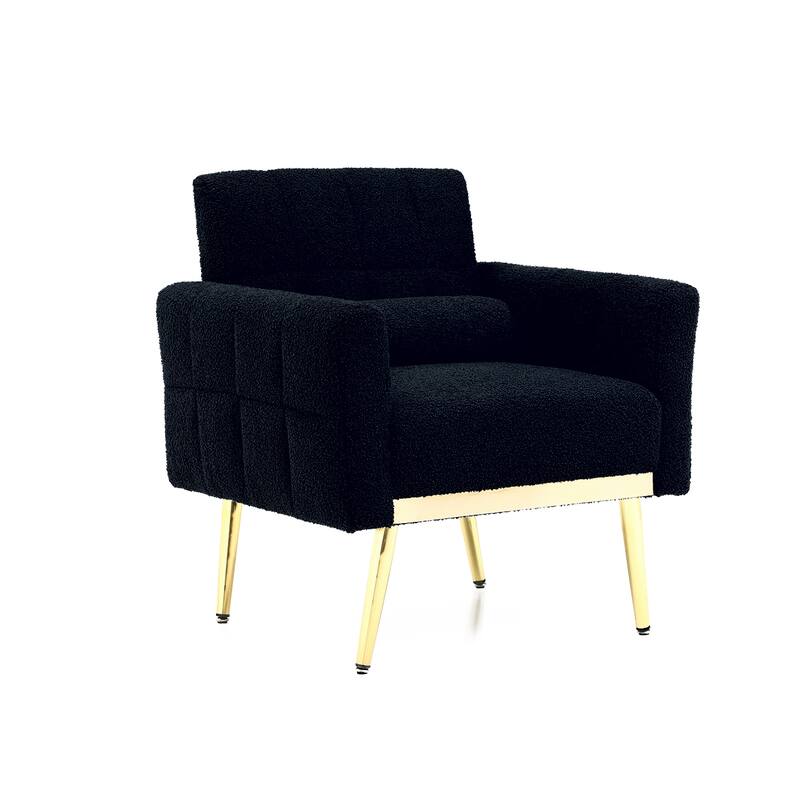 Modern Accent Chair Living Room Armchair Tufted Reading Chair, Black