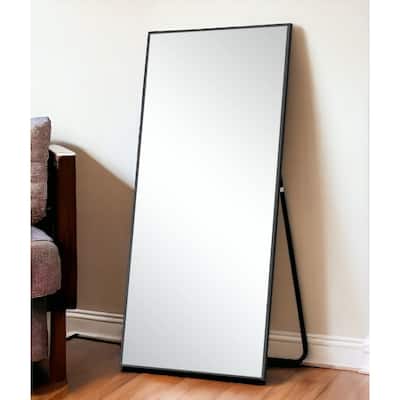 HomeRoots 71" Black Metal Framed Leaning or Hanging Full Length Mirror