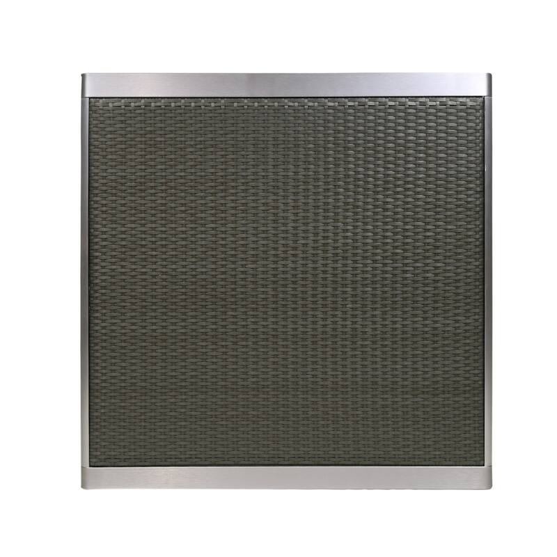 Kimi Dining Table, Outdoor Square 35 Inch Dark Gray Wicker Top, Aluminum