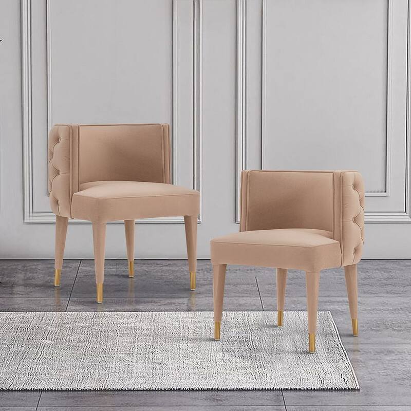Manhattan Comfort Modern Maya Tufted Velvet Dining Chair - Nude - Single