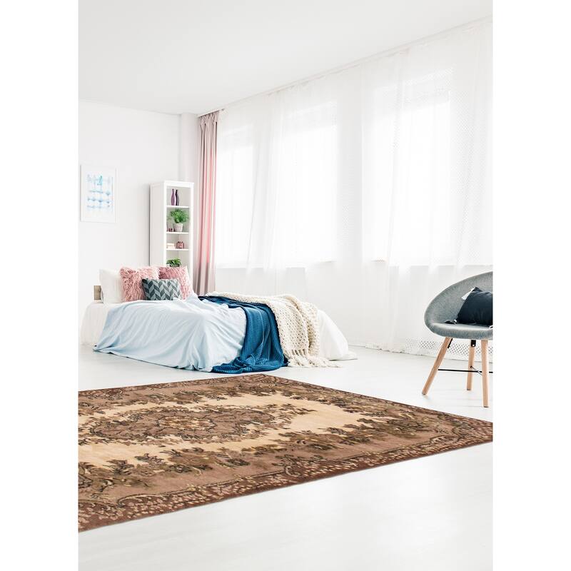 ECARPETGALLERY Hand-knotted Melis Vintage Cream Wool Rug - 5'3 x 8'8