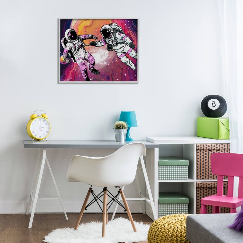 Stupell Swirling Cosmic Space Astronauts Framed Giclee Art Design By Jesse Keith