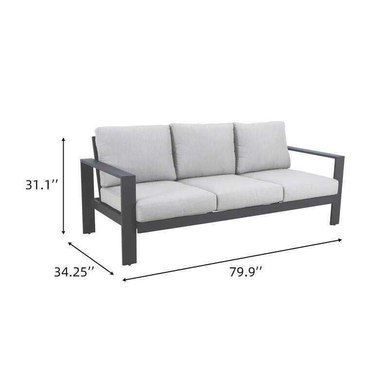 5-Piece Outdoor Patio Conversation Set with Gray Cushions