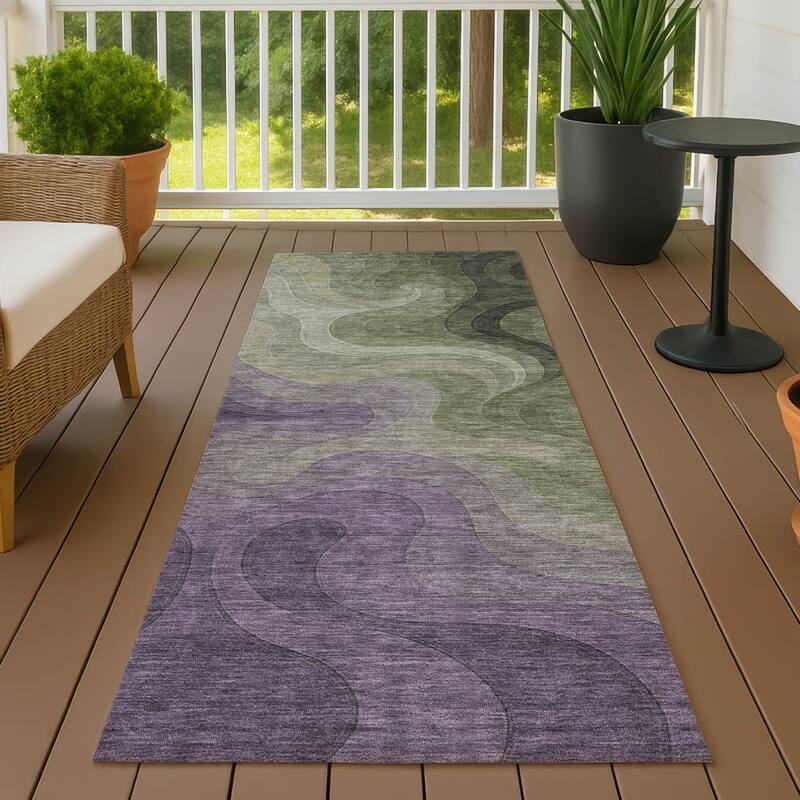 Machine Washable Indoor/ Outdoor Modern Dejuan Chantille Rug - Plum - 2'3" x 7'6"