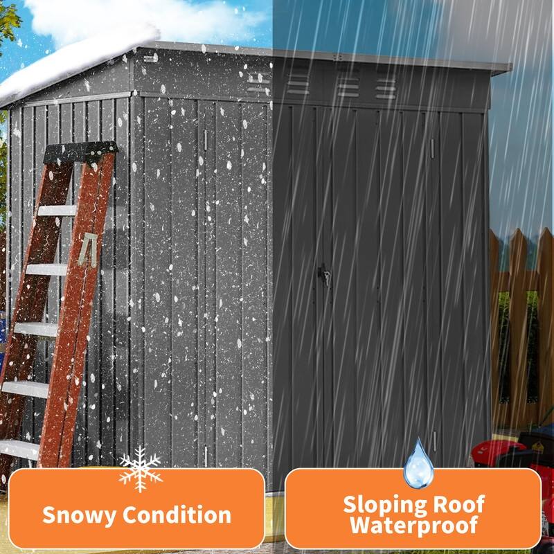 CUSchoice 5x3ft Black Metal Storage Shed